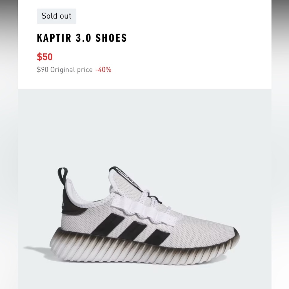 adidas Kaptir 3.0 Shoes - White and Black